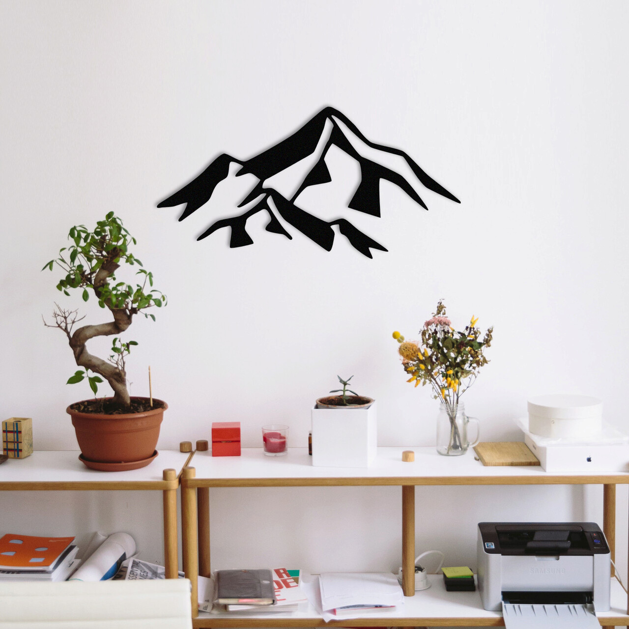 Decoratiune de perete, Mountain 1 Metal Wall Decor, metal, 80 x 40 cm, negru - imagine 7